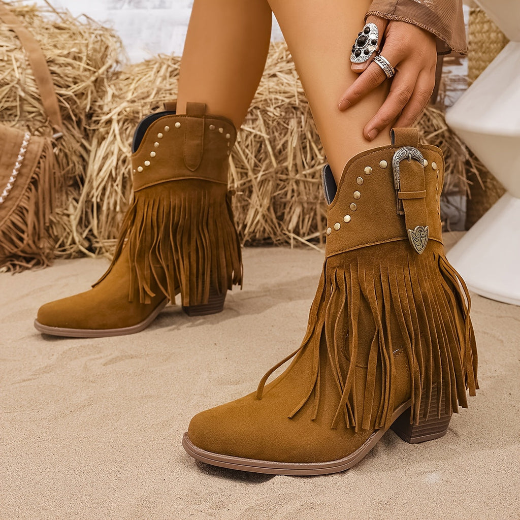 Women's Wide Calf Western Fringe Boots