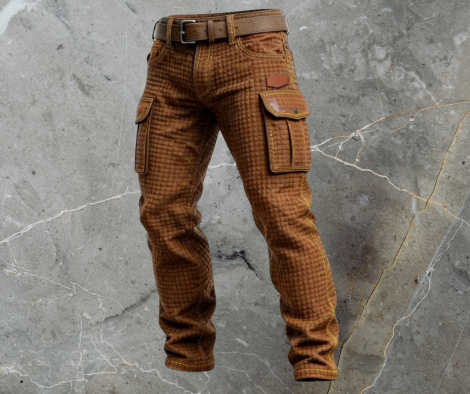 Men's Quilted Texture Slim Fit Cargo Trousers