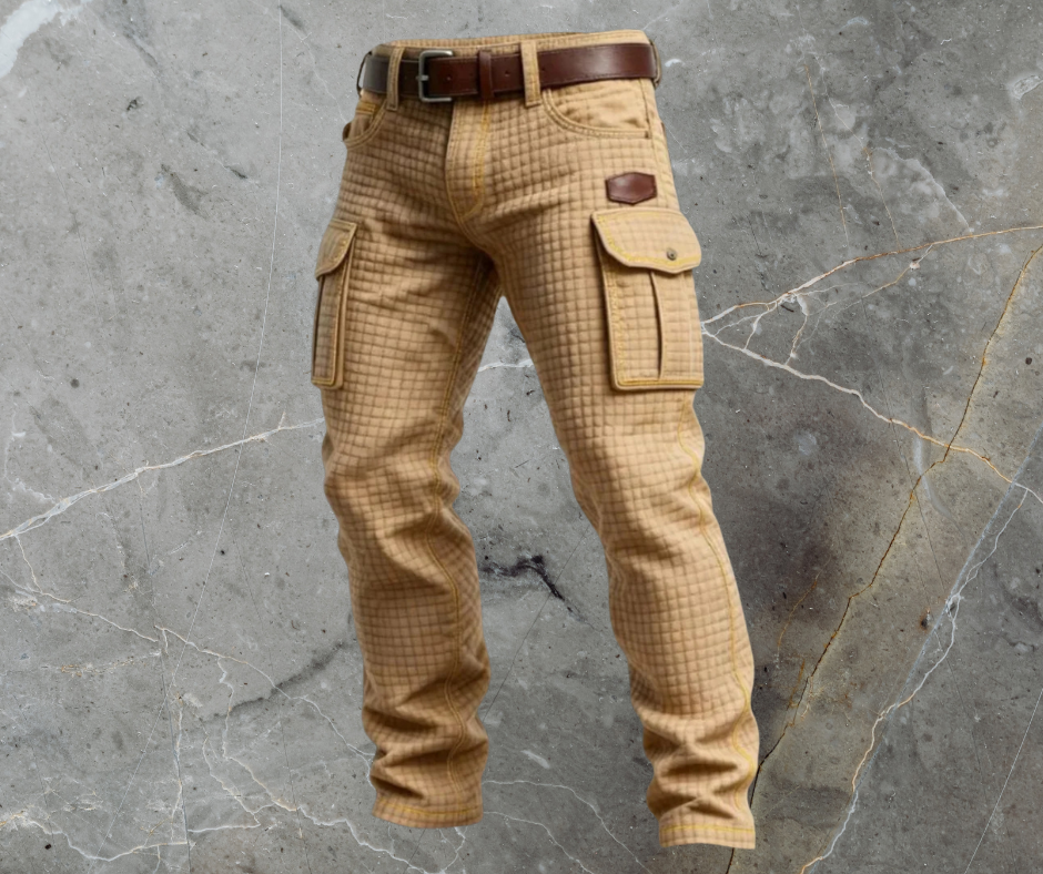 Men's Quilted Texture Slim Fit Cargo Trousers