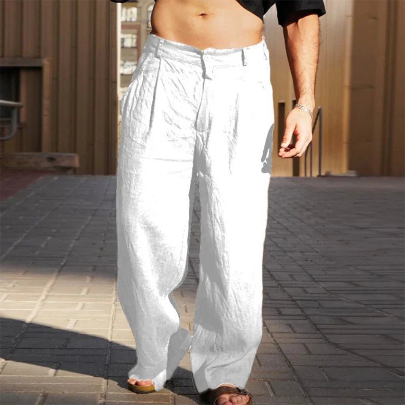 Men's Pleated Wide Leg Relaxed Fit Trousers