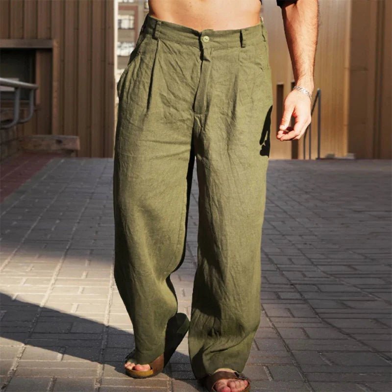 Men's Pleated Wide Leg Relaxed Fit Trousers