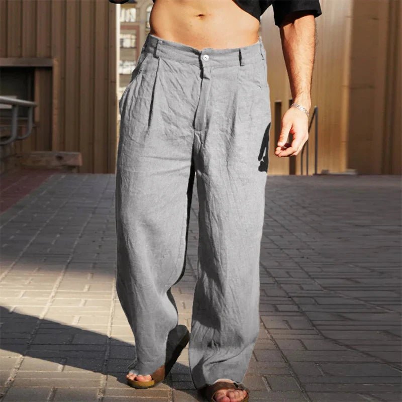 Men's Pleated Wide Leg Relaxed Fit Trousers