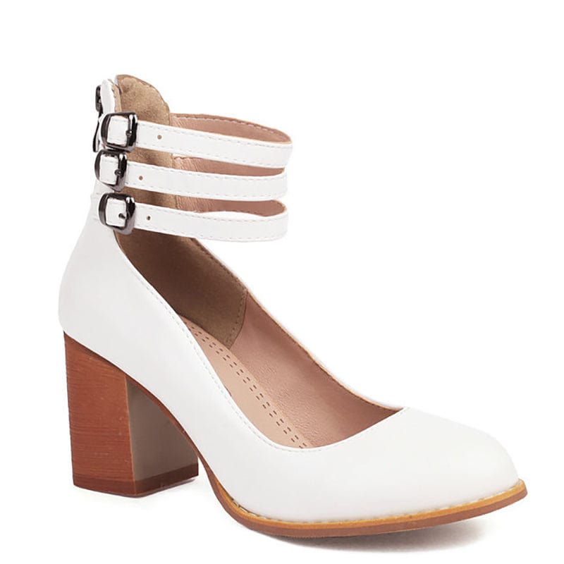 Women's Triple Buckle Block Heel Ankle Boots