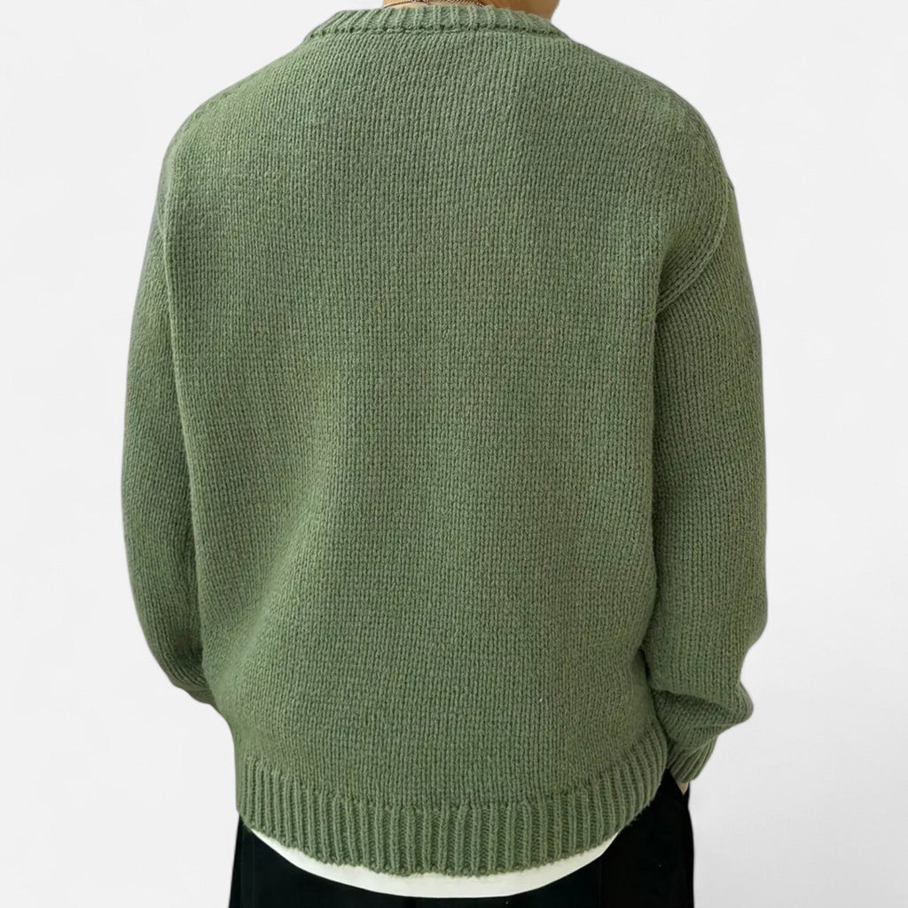 Men's Solid Crew Neck Knit Pullover