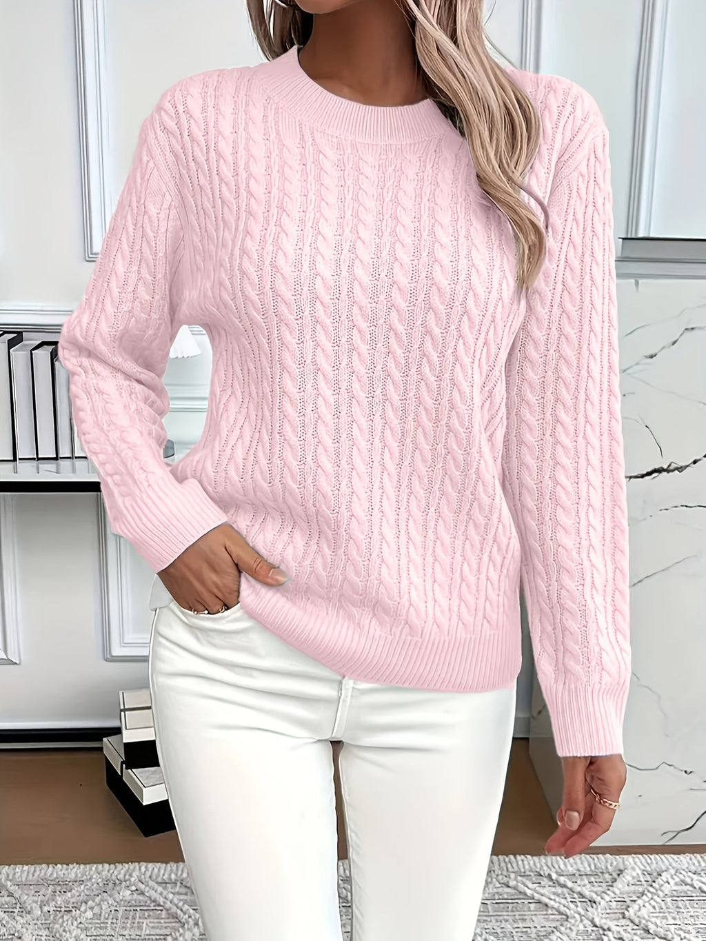 Women's Cable-Knit Relaxed Fit Sweater