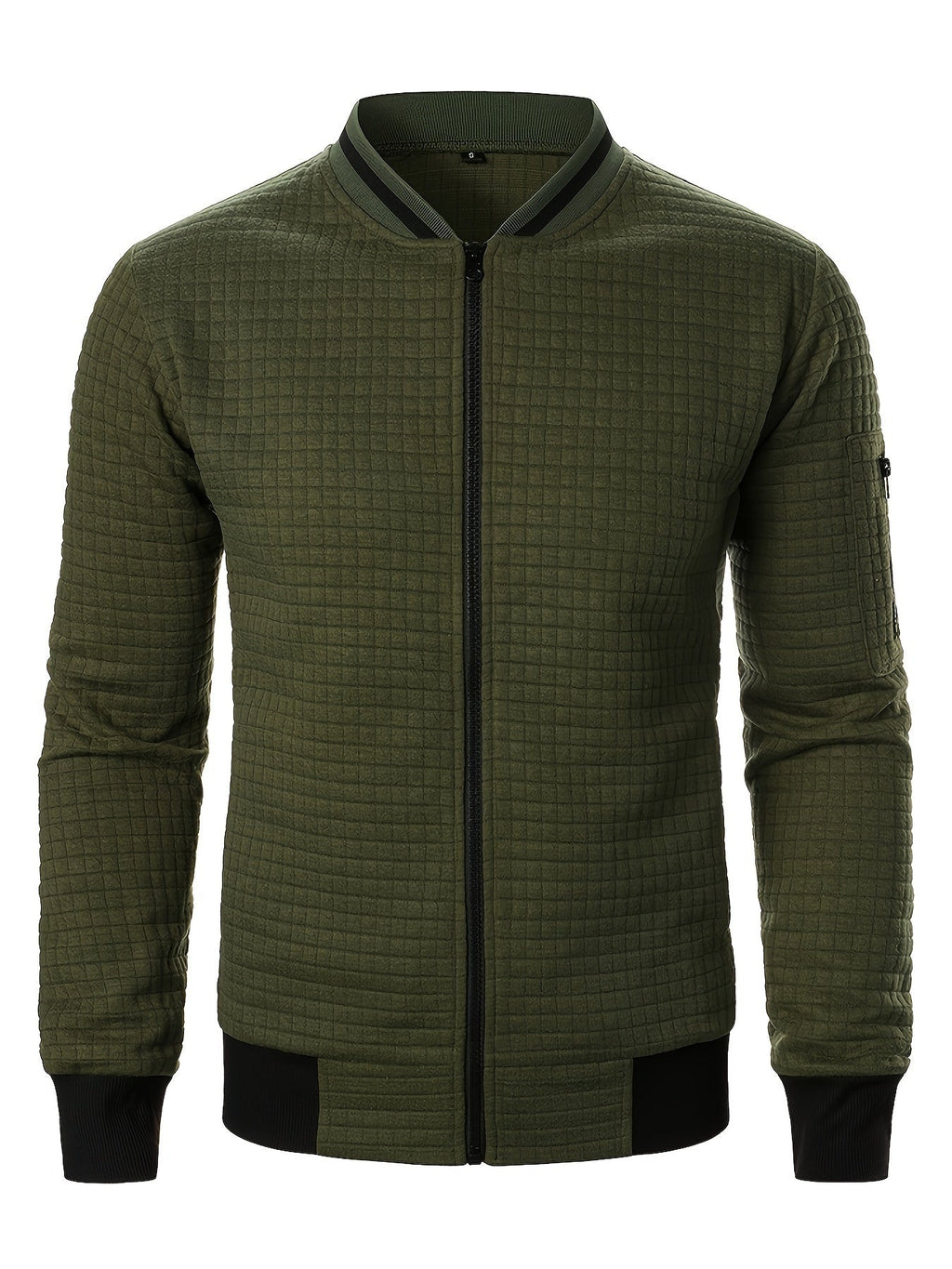 Men's Textured Zip-Up Bomber Jacket