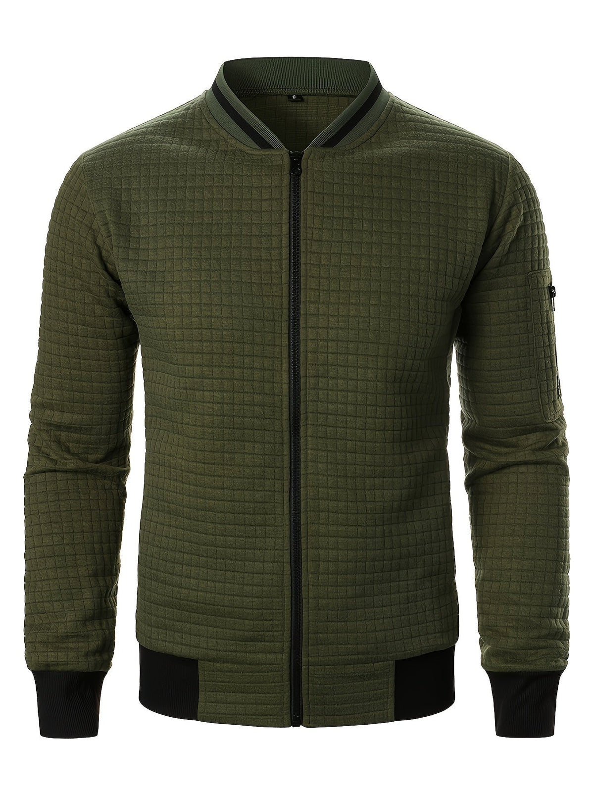 Men's Textured Zip-Up Bomber Jacket