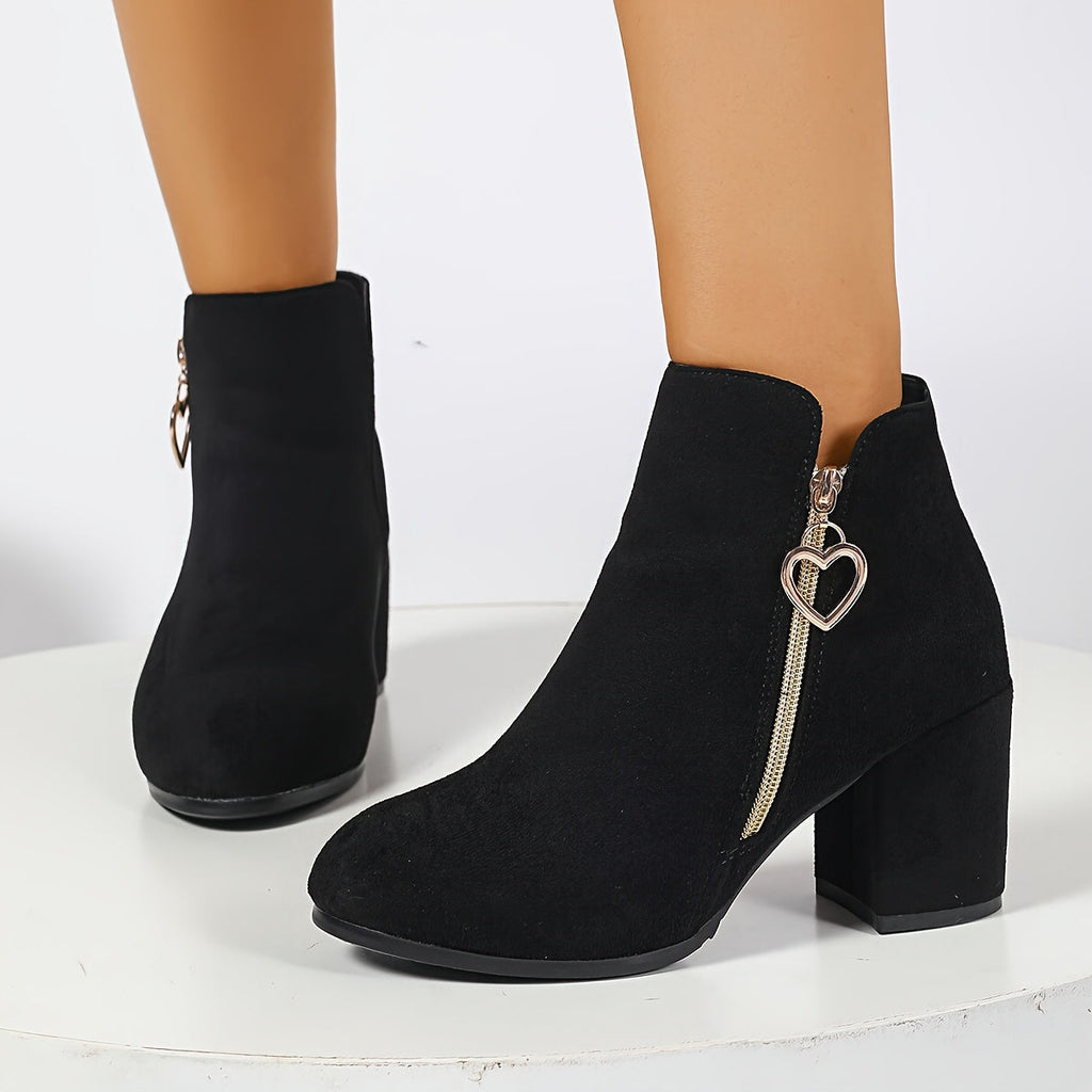 Women's Round-Toe Ankle Boots with Charm Detail