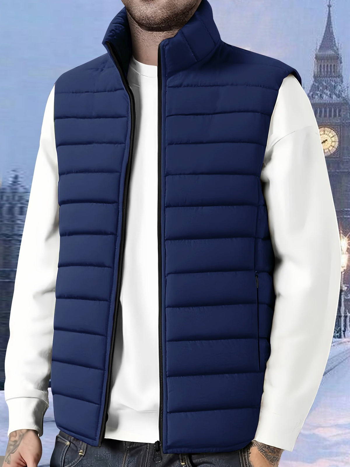 Men's Quilted Stand-Collar Vest
