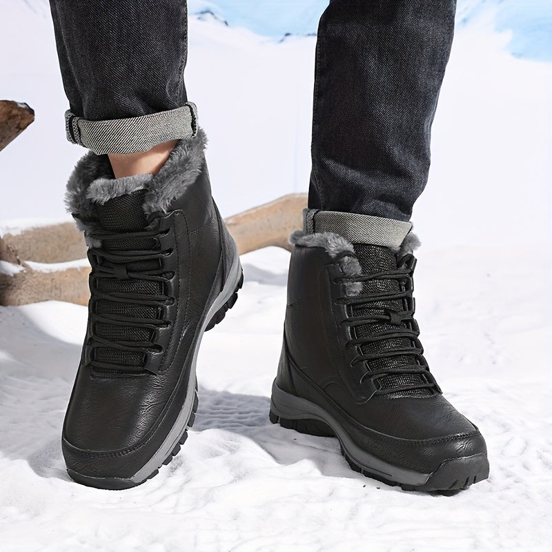 Men's Plush Lined Lace-Up Winter Boots