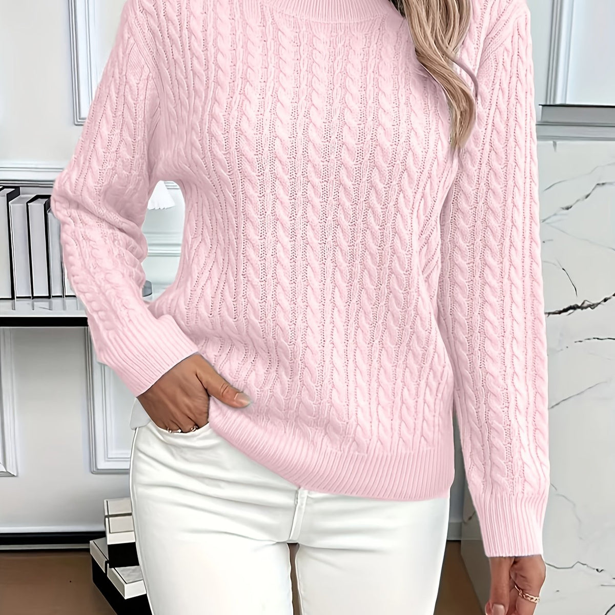 Women's Cable-Knit Relaxed Fit Sweater