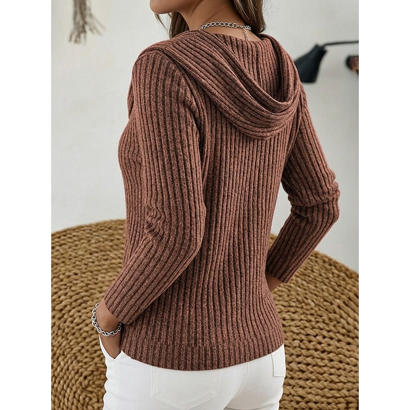 Women's Ribbed Cowl Neck Sweater