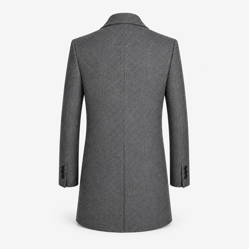 Men's Structured Tweed Blend Coat with Classic Lapels