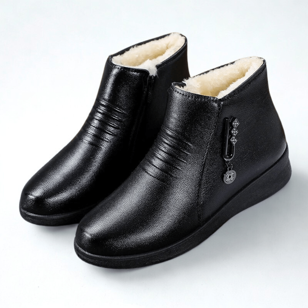 Women's Fur-Lined Winter Ankle Boots with Side Zip