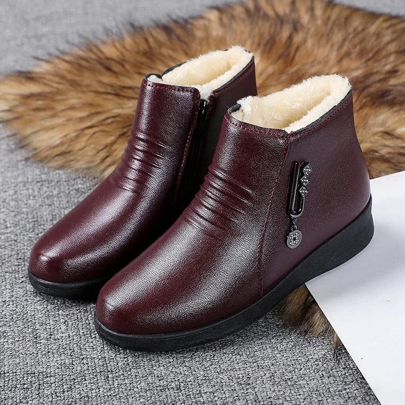 Women's Fur-Lined Winter Ankle Boots with Side Zip