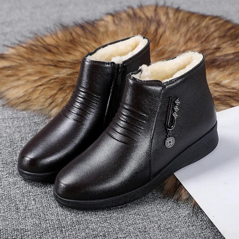 Women's Fur-Lined Winter Ankle Boots with Side Zip