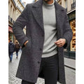 Men's Classic Long Overcoat with Roomy Pockets - Dark Gray