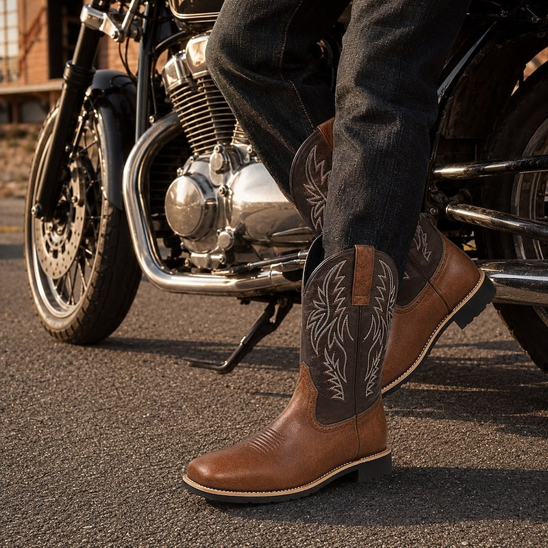 Men's Classic Two-Tone Western Cowboy Boots