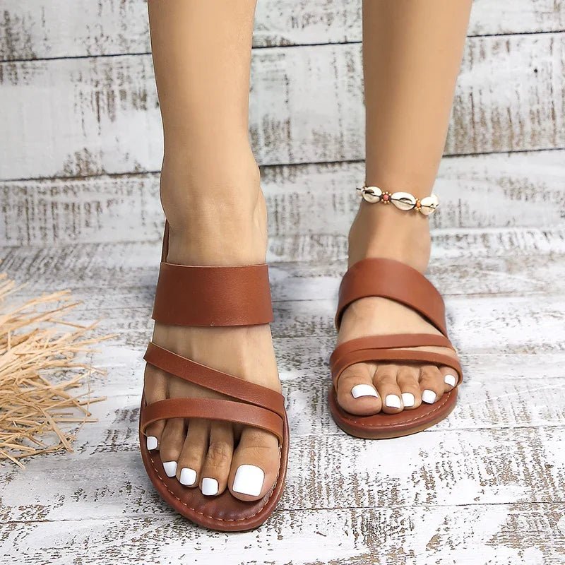 Women's Cushioned Cross-Strap Flat Sandals