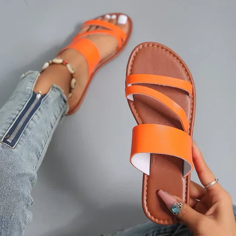 Women's Cushioned Cross-Strap Flat Sandals