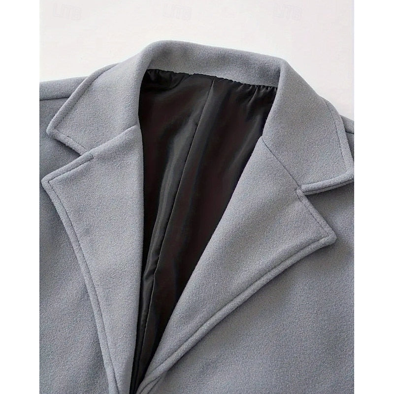 Men's Classic Long Overcoat with Roomy Pockets