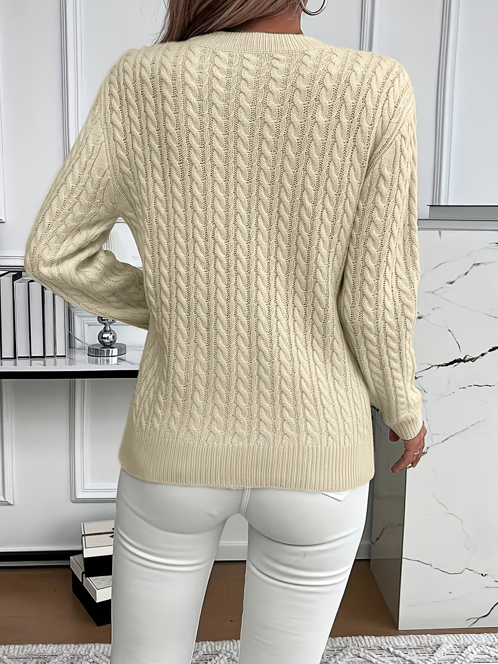 Women's Cable-Knit Relaxed Fit Sweater