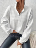 Women's Half-Zip Stand Collar Textured Knit Pullover