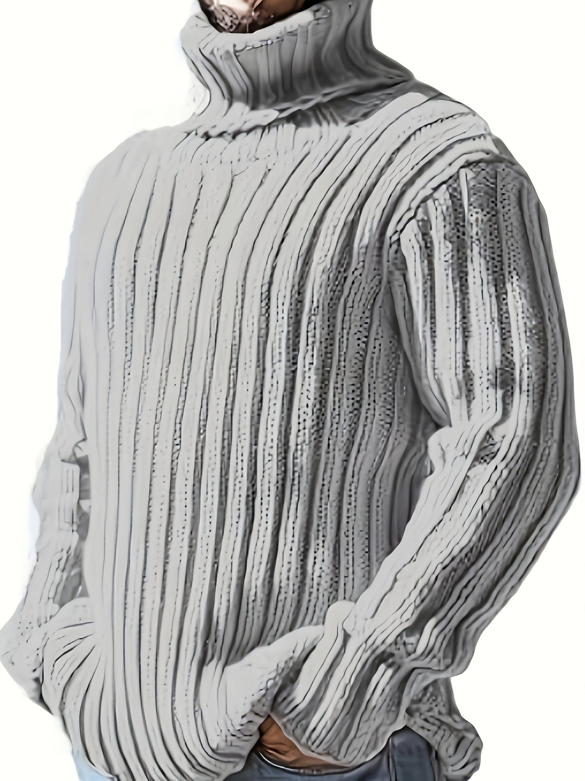 Women's Ribbed High Neck Relaxed Pullover Sweater