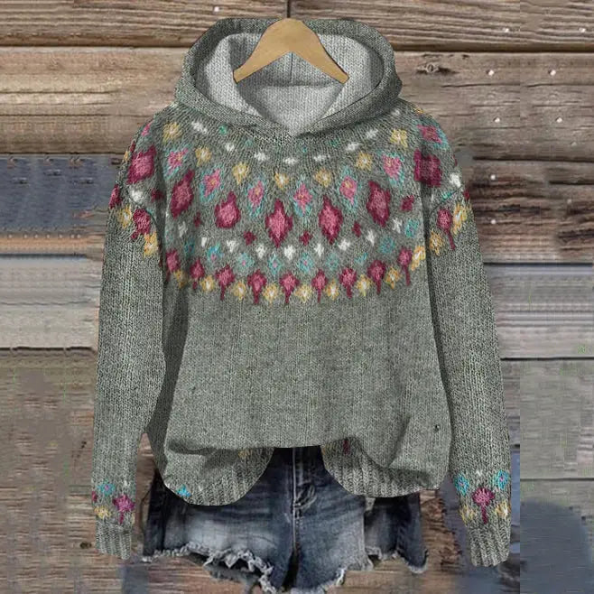 Women’s Oversized Fair Isle Hoodie Sweater
