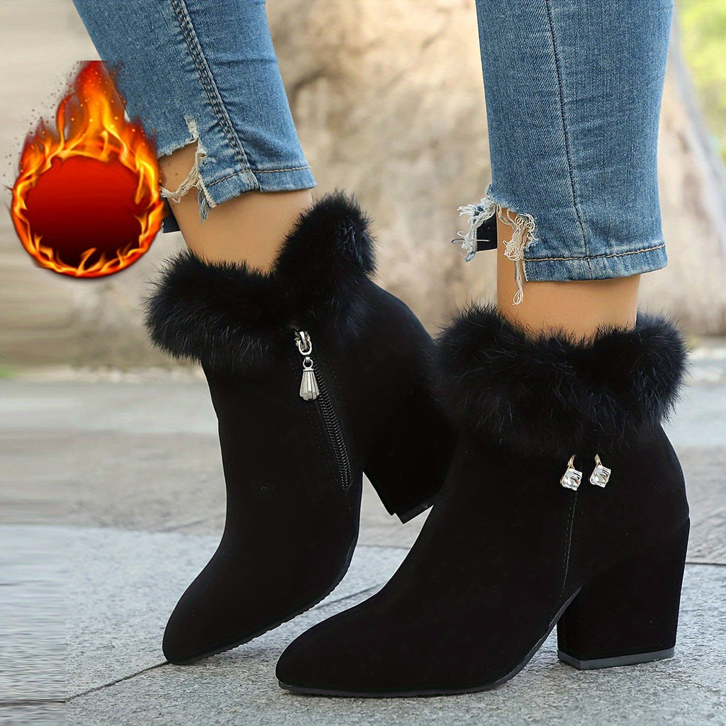 Women's Plush-Trim Pointed-Toe Ankle Boots