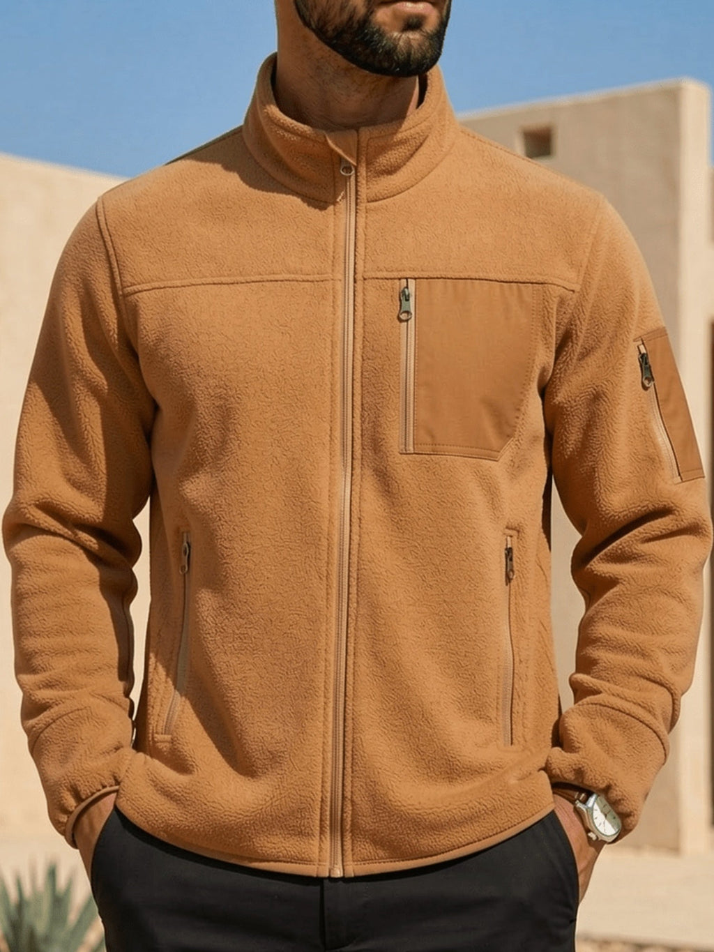 Women's Rugged Full-Zip Jacket with Stand-Up Collar