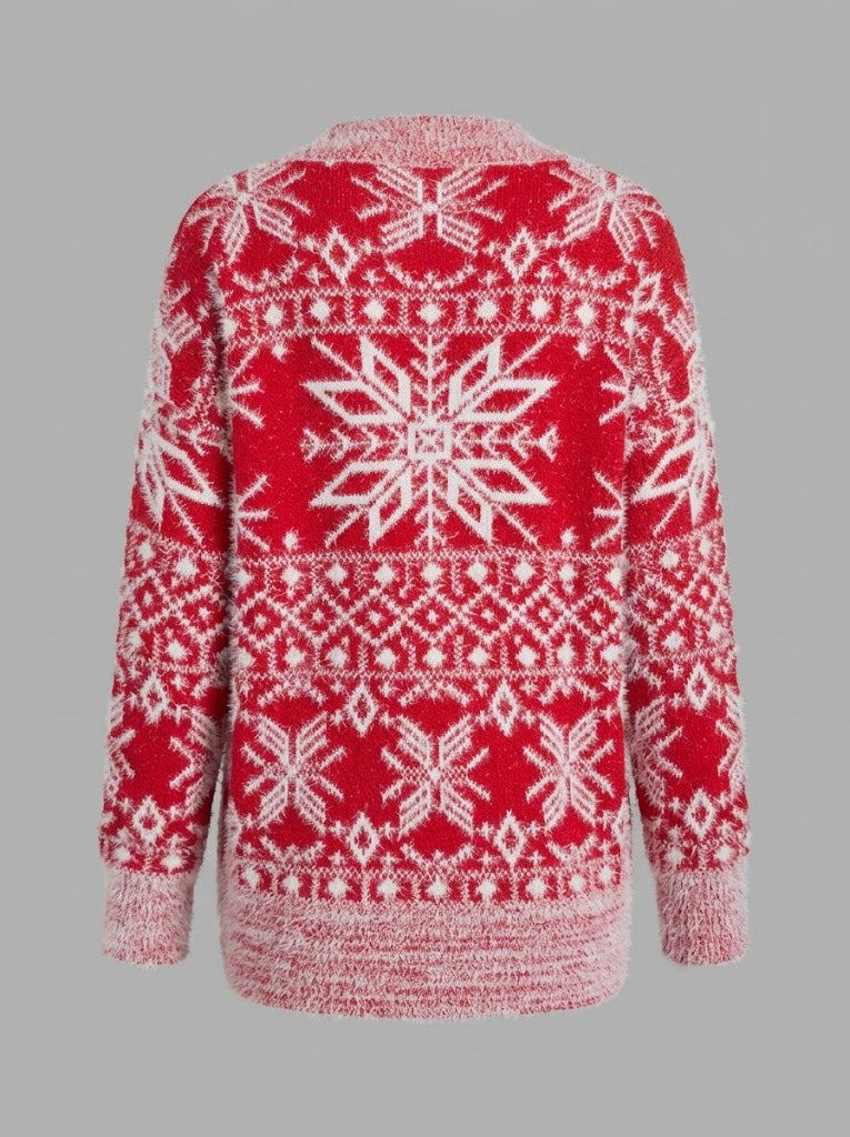 Women's Nordic Snowflake Textured Knit Pullover