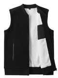 Men's Fleece-Lined Stand-Collar Zip-Up Vest - Black