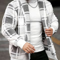 Men's Soft Brushed Check Relaxed-Fit Jacket - White & Gray