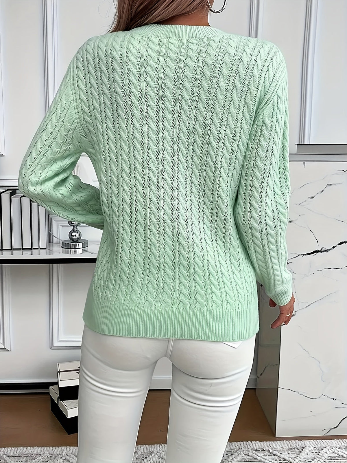 Women's Cable-Knit Relaxed Fit Sweater
