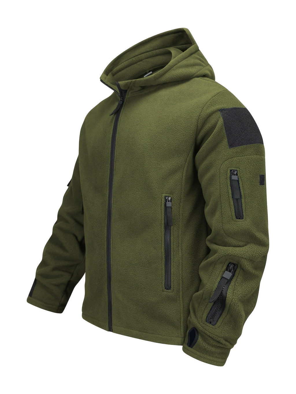 Men's Rugged Hooded Zip-Up Jacket with Zip Pockets