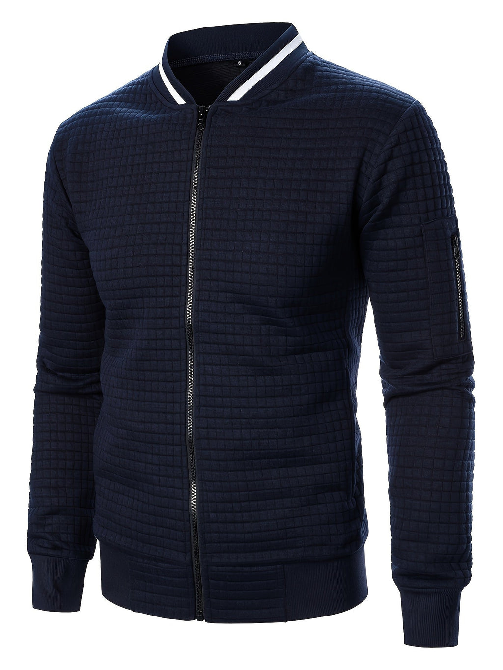 Men's Textured Zip-Up Bomber Jacket