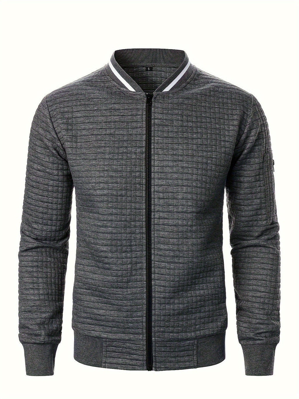 Men's Textured Zip-Up Bomber Jacket