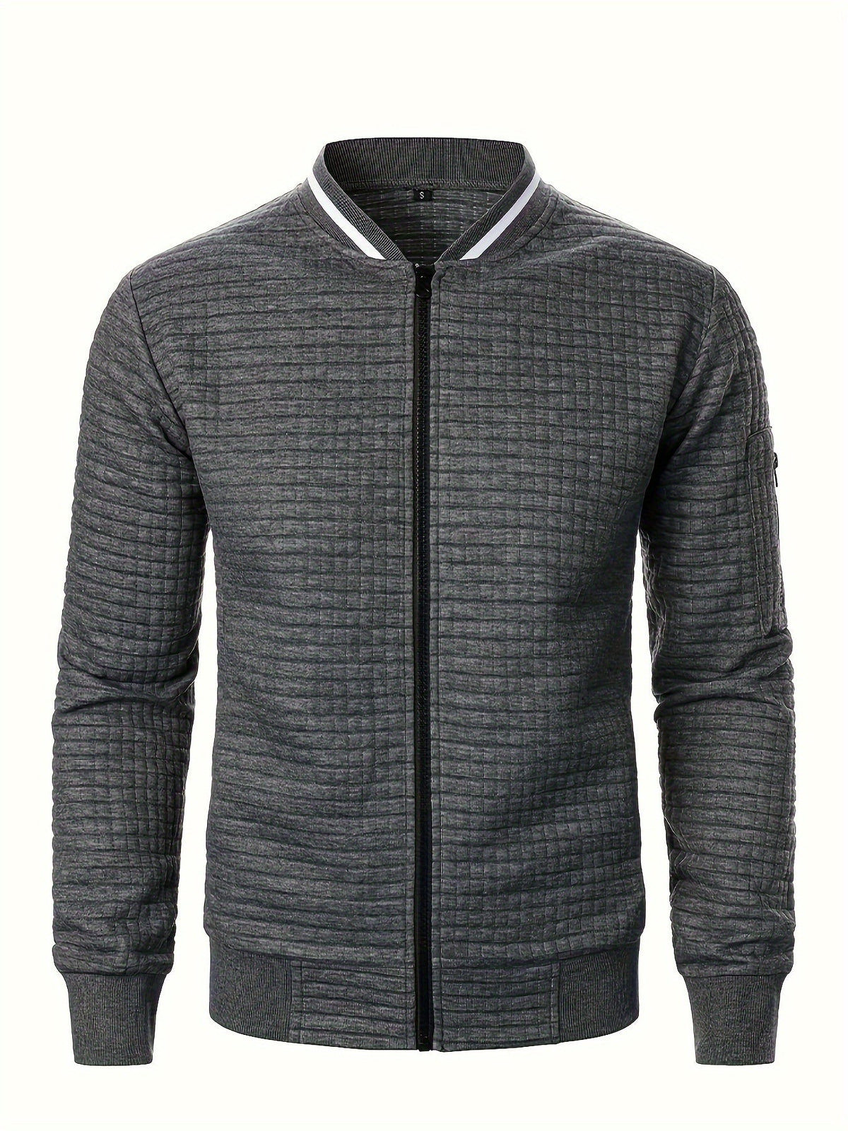 Men's Textured Zip-Up Bomber Jacket