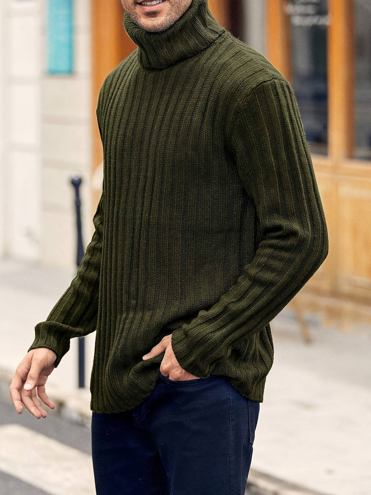 Women's Ribbed High Neck Relaxed Pullover Sweater