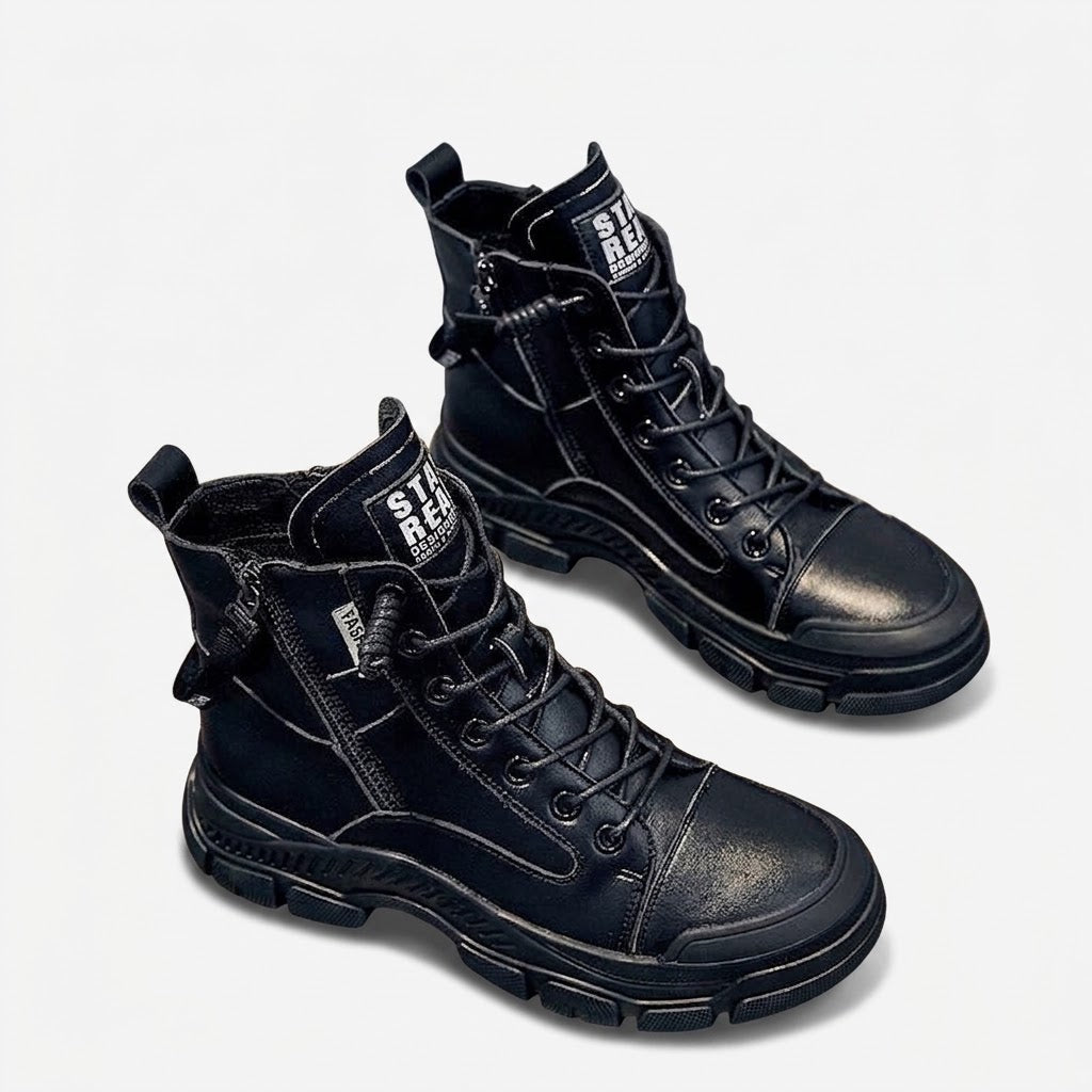 Women's High-Top Side-Zip Sneaker Boots - Black