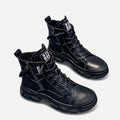 Women's High-Top Side-Zip Sneaker Boots - Black