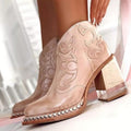 Women's Faux Leather Western Boots - Pink
