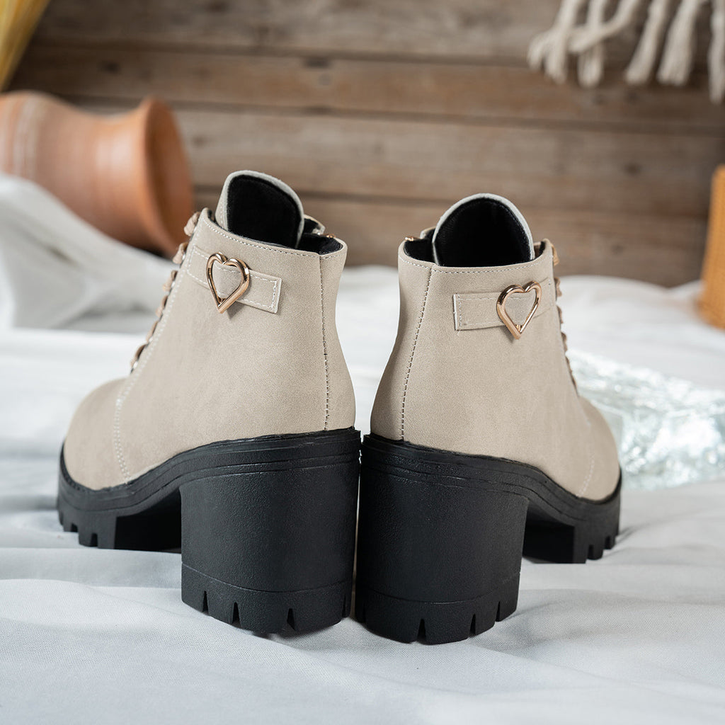 Women's Lace-Up Ankle Boots with Block Heel