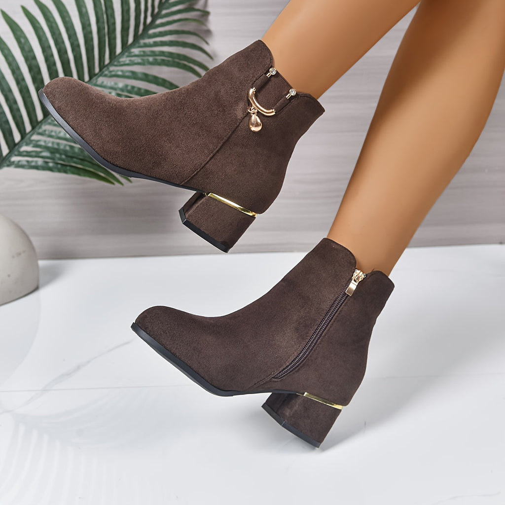 Women's Suede-Finish Chelsea Ankle Boots with Block Heel