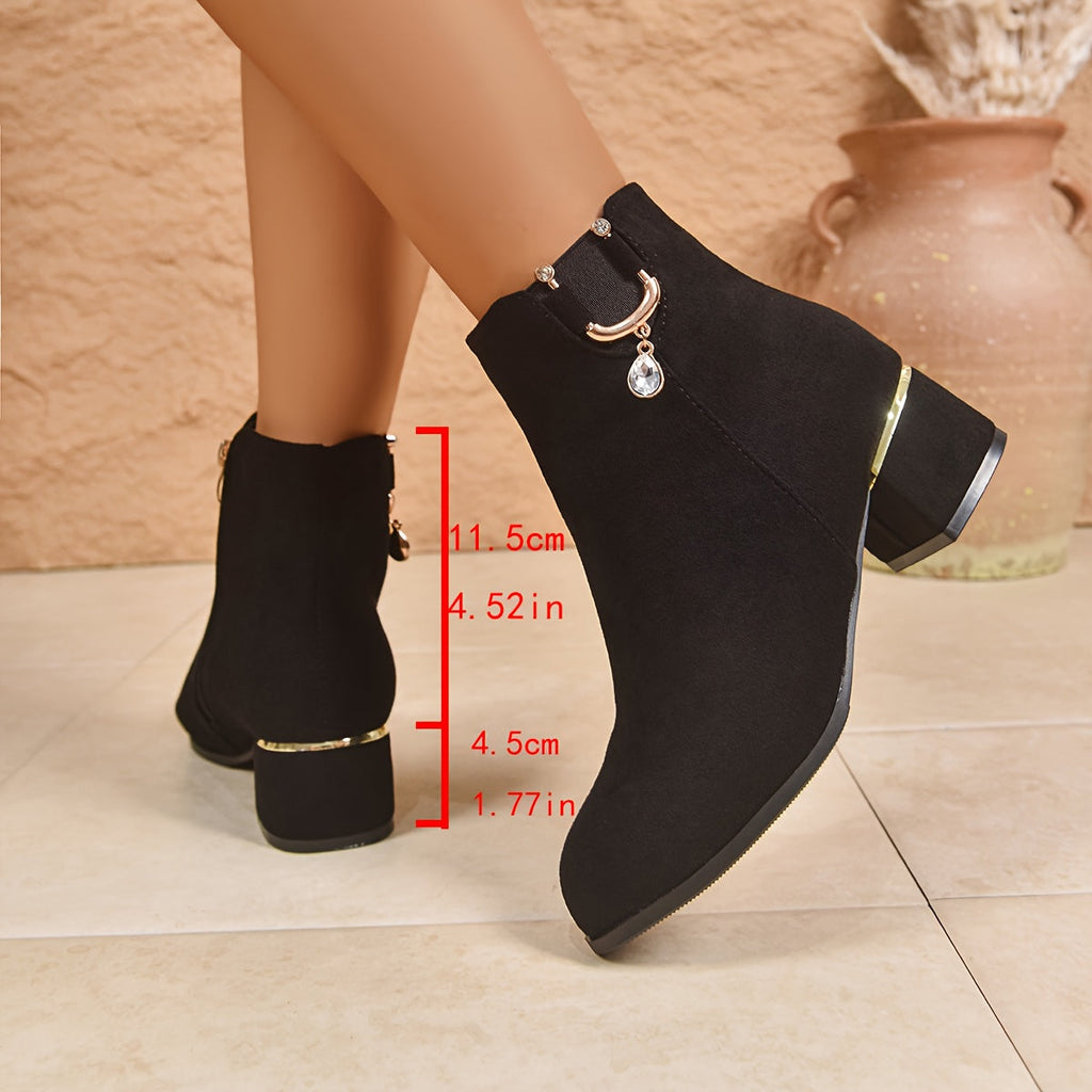 Women's Suede-Finish Chelsea Ankle Boots with Block Heel