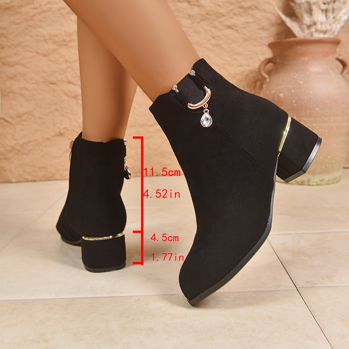 Women's Suede-Finish Chelsea Ankle Boots with Block Heel