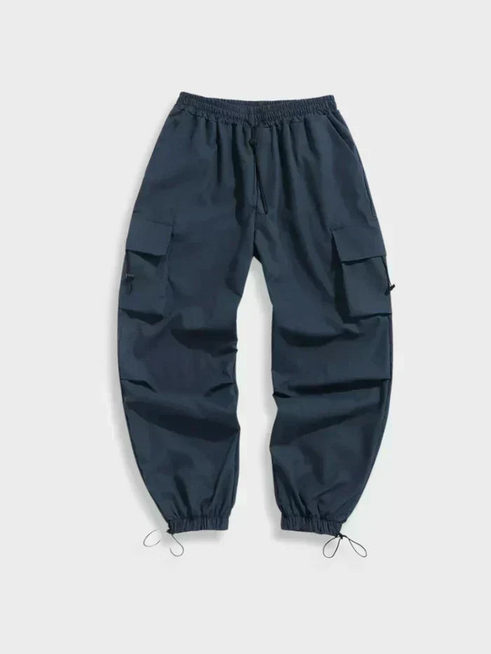 Men's Wide Leg Cargo Trousers - Navy Blue