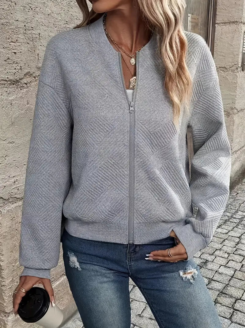 Women's Textured Full-Zip Relaxed Knit Cardigan