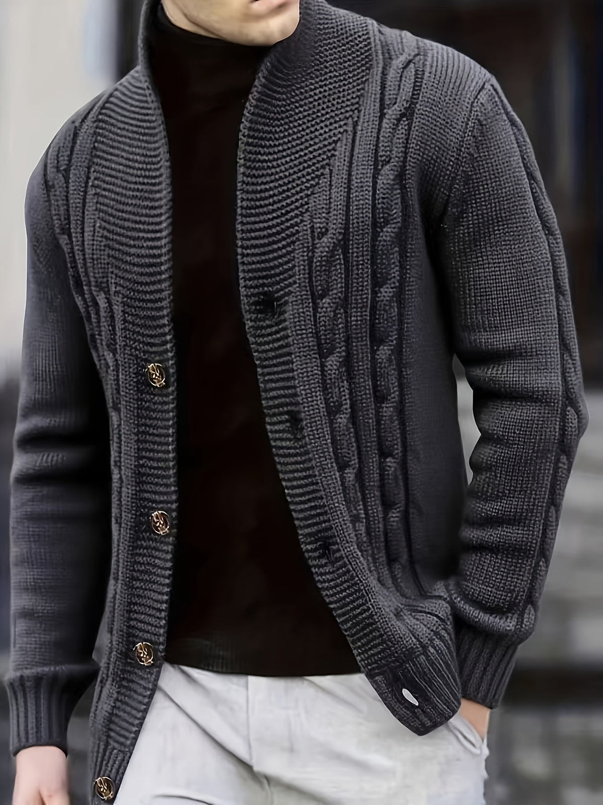 Women's Cable-Knit Button-Front Cardigan